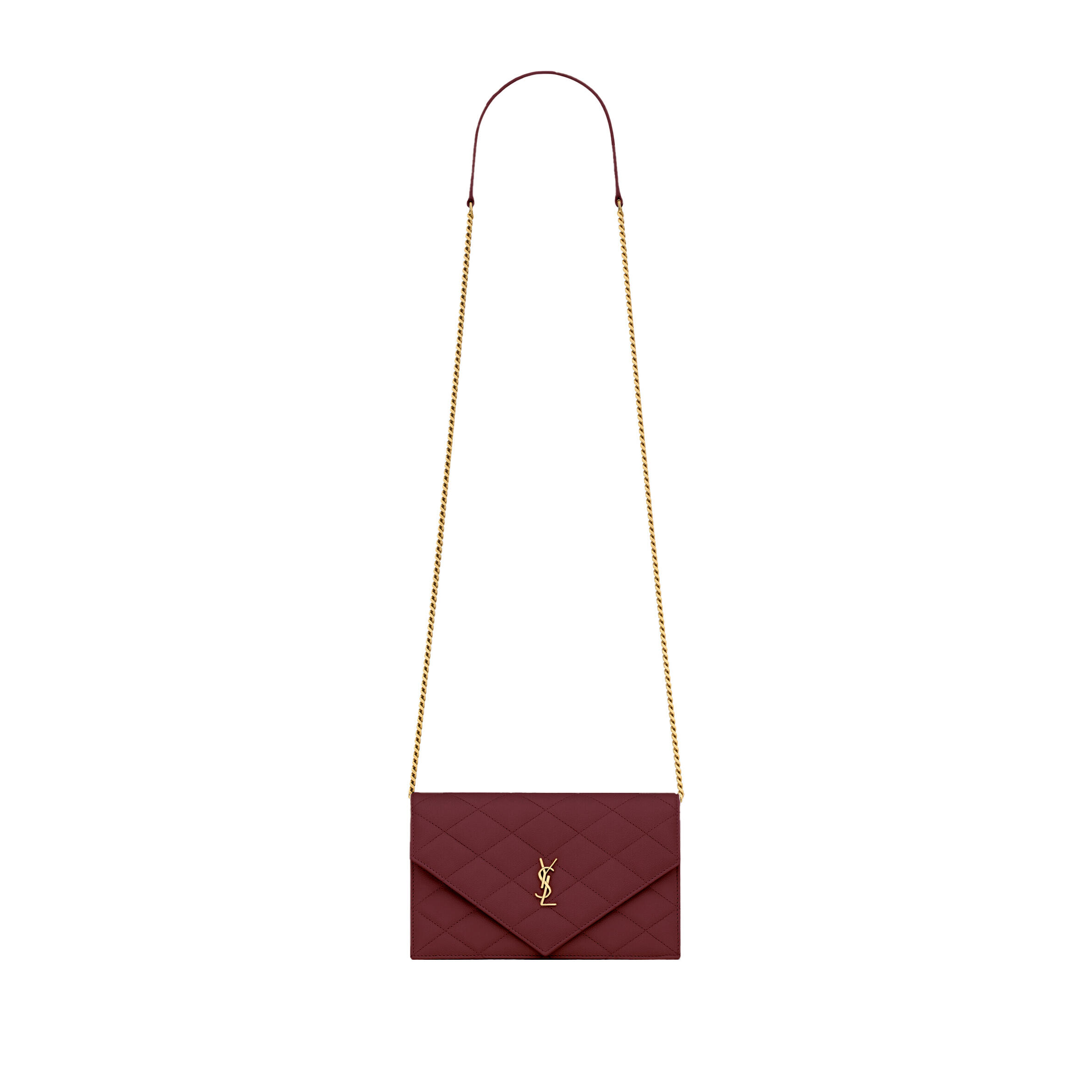 YSL PARIS CHAIN WALLET IN GRAIN DE POUDRE LEATHER 871149 (20*13*5cm)